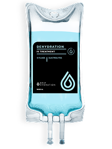 infusion bag named dehydration with link toward the service